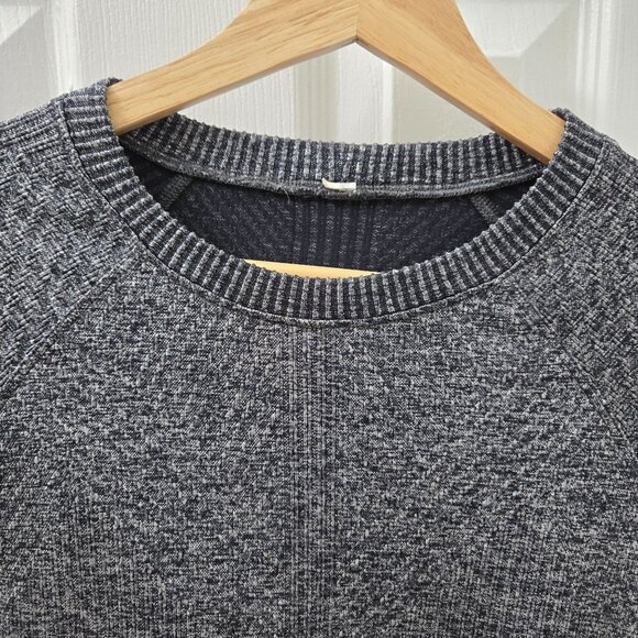 Lululemon Rest‎ Less Sweater Womens 4 Heathered black Thumb holes Running - Picture 7 of 9